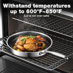 8-10 Inch Non Stick Frying Pans, NonStick Stainless Steel Pan Set, Tri-Ply Skillets and Pan Set with Lid, Induction Cooker Compatible, Cool-Touch Handle, Dishwasher and Oven Safe