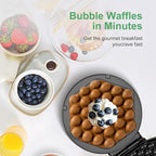 Bubble Waffle Maker, 1000W 7" Non-Stick Griddle, Hong Kong Egg Waffle Maker, Perfect for Creative Ice Cream Desserts