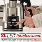 Gourmia Electric Programmable Glass Kettle – 1.7L Temperature Control Tea & Coffee Kettle with Digital Touch Display, 6 Presets, Keep Warm, Removable Stainless Steel Infuser, 360° Swivel Base – White