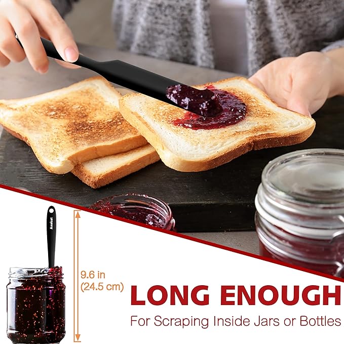 Anaeat Silicone Spatula Set of 5 - Seamless One-Pieces Design, Non-Stick Rubber Spatulas Kitchen Scraper Flexible for Easy Baking, Cooking, Scraping & Mixing, Heat Resistant & Dishwasher Safe