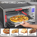 TOSHIBA AC25CEW-SS Large 6-Slice Convection Toaster Oven Countertop, 10-In-One with Toast, Pizza and Rotisserie, 1500W, Stainless Steel, Includes 6 Accessories