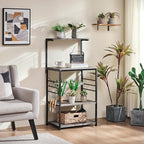 Yaheetech Kitchen Bakers Rack on Wheels(16D x 24W x 50H Inches), Microwave Stand Kitchen Cart, Rolling Coffee Bar Cart with 6 S-Side Hooks and Adjustable Feet, Utility Storage Shelf, Gray