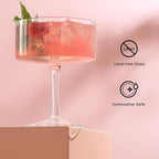 JoyJolt Elle Fluted 10oz Coupe Glass Set of 2, Unique Champagne Glasses for Cocktails and Martinis, Ribbed Vintage Style Drinking Glasses