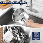 LIANYU Stainless Steel Saucepan with Visible Lid, 1QT & 2QT & 3QT Sauce Pan Sets, Multi-Purpose Small Induction Cooking Pots for Home Kitchen, Healthy & Non-Toxic, Oven & Dishwasher Safe