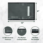 Vacuum Seal Bags 8" x 12" (100 Count) 5.5 Mil (Black and Clear) - BPA Free Commerical Grade Food Saver for Storage, Sous Vide, and Meal Prep Sealer Bag