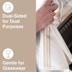 All-Clad Dual-Purpose Kitchen Towels: Highly Absorbent - 100% Cotton, 17"x30" Dish Towels for Cleaning & Drying Dishes & Glassware, 3-Pack, Almond