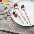 JASHII Flatware Silverware Set Stainless Steel Satin Finish Cutlery Set Service for 6, 30-Piece Spoons And Forks Kitchen Utensil Set, Dishwasher Safe (Matte Rose Gold)