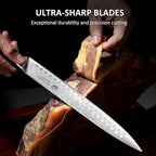 YOTSUBA Kitchen Knife Set with Block, High Carbon Stainless Steel Sharp Knife, with Gift Box (10 inch Slice Knife)