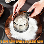 ‌3 Cup Flour Sifter, Sifter for Baking Sifter Handheld Baking Sieve Food-Grade Double-Filter Stainless Steel Flour Sifter Non-Rust Sifter used for Rapid Screening of Flour Apricot Flour Sugar Powder