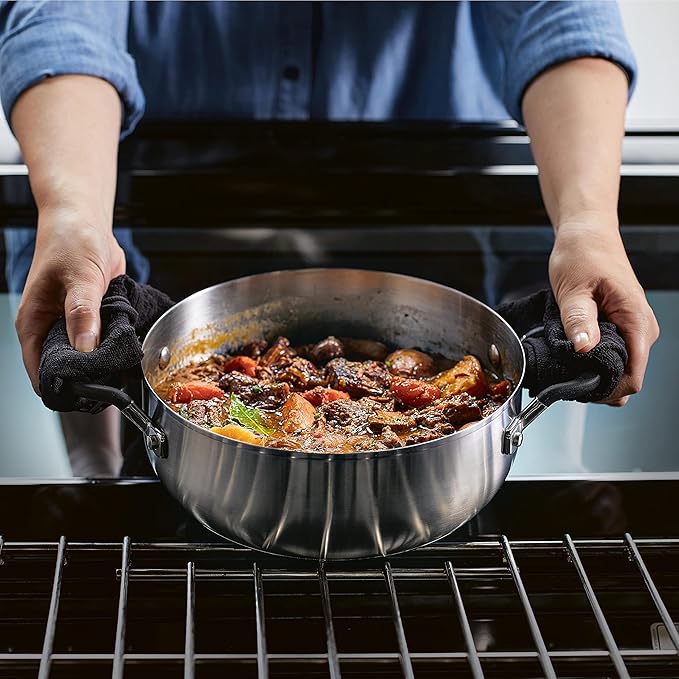 KitchenAid 71021 Stainless Steel Casserole with Lid, 4 Quart - Brushed Stainless Steel