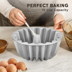 Nonstick Cake Pan, Nonstick Cast Aluminum bunt pan, 9.84” Fluted Tube Pan for Baking Unique Cake, 10 Cup Moldes para Pasteles, Cake Pans for Baking, High-Heat Resistant, Easy to Clean, Silver