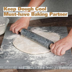 African Natural Marble Rolling Pin, Non-Stick Polished Dough Roller, Pasta, Dumpling, Fondant, Pie Crust, Bread, Pizza Dough, Kitchen Baking Pastry Tools with Mat/Scraper(Monte Grigio)