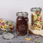 Amzcku 32oz Vintage Mason Jars with Lids, Wide Mouth Quart Canning Jar 12 Pack