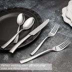 Silverware Set Flatware Set Hammered Pattern Stainless Steel Cutlery Set Silver Mirror Polished 40 Pieces Service for 8