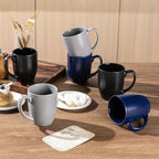 AmorArc 12oz Coffee Mugs Set of 6, Large Ceramic Coffee Mugs for Man, Woman, Dad, Mom, Modern Coffee Mugs Set with handle for Tea/Latte/Cappuccino/Milk/Cocoa. Dishwasher&Microwave Safe, Multi
