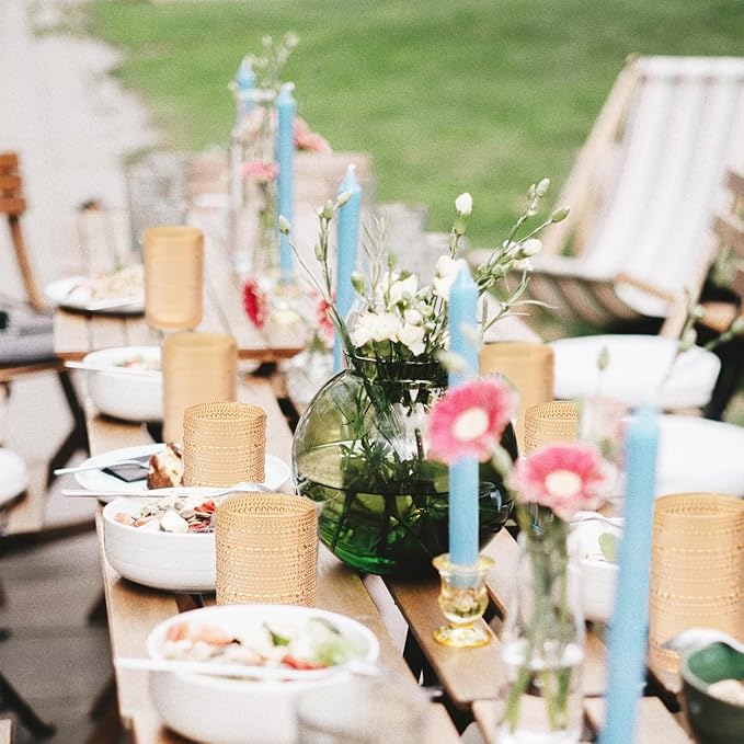 XKXKKE Amber Hobnail Beaded Drinking Glasses Set of 12, 15 oz Vintage Glassware Set Romantic Water Glasses Tumbler, Water Cups, Clear Embossed Glassware Set for Beer, Juice, Cocktail, Soda, Beverages