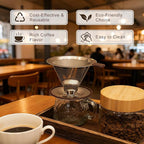 Pour Over Coffee Dripper, Stainless Steel Coffee Filter, Paperless Reusable Coffee Filter, Metal 600 Mesh Strainer Coffee Maker Single Cup Brewer 1-2 Cup