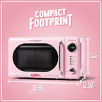 Nostalgia Retro Compact Countertop Microwave Oven 0.7 Cu. Ft. -700-Watts with LED Digital Display-Child Lock-Easy Clean Interior-Pink
