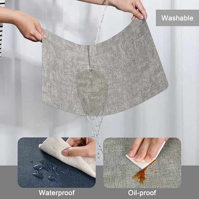 Myir JUN Placemats Dual Sided, Faux Leather Place Mats Indoor Set of 8 for Dining Table Non-Slip Washable Placemat Heat Resistant Outdoor Table Mats (Set of 8, Gray Blue)