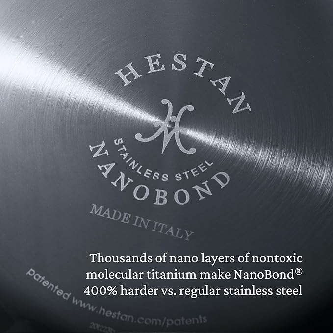 Hestan - NanoBond Collection - Titanium Stainless Steel 3.5-Quart Sauté Pan with Lid - Toxin, PFAS, & Chemical Free Clean Cookware, Induction Cooktop Compatible