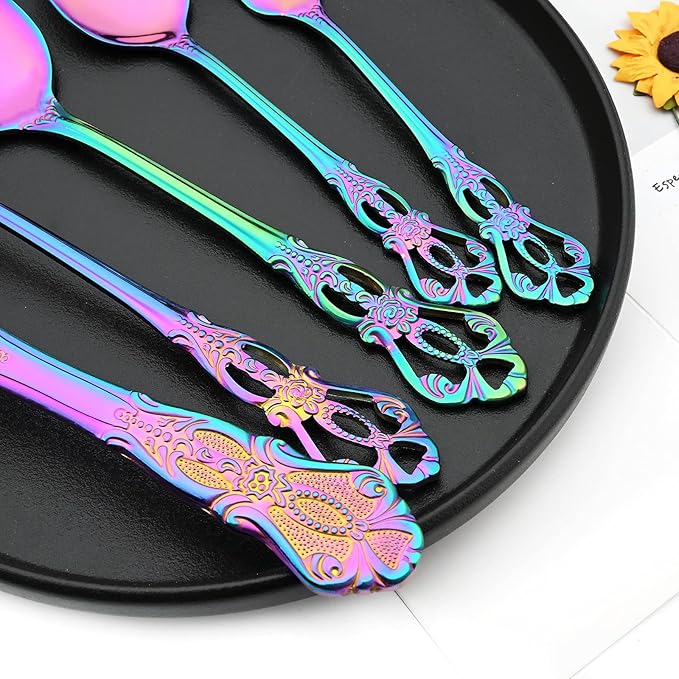 Royal 24-piece Rainbow Silverware Dinnerware, 18/10 Stainless Steel Luxury Flatware Service For 6 Include Knives/Forks/Spoons/Teaspoons, Mirror Polished Dishwasher Safe