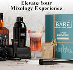 BARE BARREL® Mixology Bartender Kit Bar Set | 14-Piece Cocktail Shaker Set | Martini Barware Mixing Tools for Home Bartending | Incl. 35 Recipe Cards | Gift Set (24oz Cobbler Shaker, Jet Black/Black)