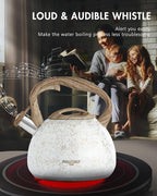 POLIVIAR Tea Kettle, Iron Grey Tea Pot Stovetop, 2.7 Quart Loud Whistling Coffee and Teapot, Food Grade Stainless Steel for Anti-Hot Handle and No-Rust, Suitable for All Heat Sources (JX2020-YB30)