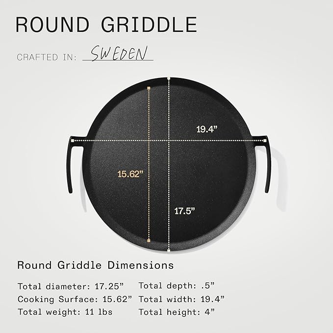 Made In Cookware - Seasoned 17" Round Carbon Steel Griddle - (Like Cast Iron, but Better) - Professional Cookware - Crafted in Sweden - Induction Compatible