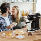 Expressions 20 Bar Espresso Machine with Milk Frother, Coffee Maker for Latte and Cappuccino, Removable Water Tank (Glossy drak)