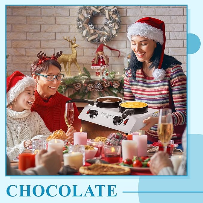 ROCEEI 1 Set Chocolate Boiler Electric Heating Chocolate Melting Tempering Machine with 1 Silicone Spatula Boiler for Melting for Candy (Double Pot)
