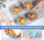 Koluti Nonstick Silicone Egg Bites Baking Mold Pack of 4, Reusable Muffin Cupcake with Double Handle, BPA Free, Small Rectangle Air Fryer Cupcakes Liner, 2 Colors