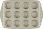 Rachael Ray Nonstick Bakeware Set without Grips includes Nonstick Baking Pan with Lid and Muffin Pan / Cupcake Pan - 3 Piece, Silver