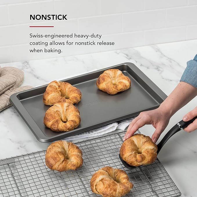 KitchenAid Premium Aluminized Steel Baking Sheet, Nonstick, 10x15 Inch, Contour Silver