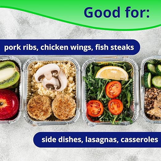 IDL Packaging Full Size Aluminum Steam Table Pans with Lids - Deep, 21" x 13" x 3" (pack of 5) - Disposable Foil Pan for Grilling, Roasting, BBQ, Cooking, Baking, Freezing