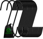 Pack of 30 Black S Hooks for Hanging Clothes Heavy Duty Stainless Steel S Shaped Hooks for Hanging Clothes, Bags, Blankets, Pots, Plants, Garage Tools and Kitchen Utensils (3.7 Inches)