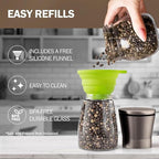 Home EC Original Gun Metal Bronze Salt and Pepper Grinder Set of 2 - Adjustable Ceramic Grinder - Glass Salt and Pepper Shakers With Funnel and Ebook - Spice Mill - Bronze Kitchen Accessories