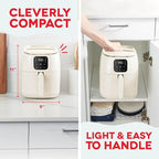 DASH Tasti-Crisp™ Ceramic Air Fryer Oven, 2.6 Qt., Cream – Compact Air Fryer for Healthier Food in Minutes, Ceramic Nonstick Surface, Ideal for Small Spaces - Auto Shut Off, Digital, 1000-Watt