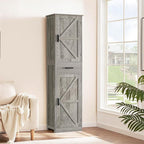 WEENFON Tall Storage Cabinet, Bathroom Cabinet with 6 Shelves & Drawer, Narrow Storage Cabinet with Adjustable Shelves, Tall Cabinet for Living Room, Home Office, Rustic Gray
