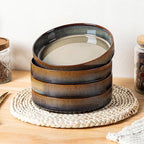 theterra 7.5'' Ceramic Pasta Bowls, Salad Bowls Set of 4, Stoneware Serving Bowls for Fruits, Noodle, Dinner, House-warming Wedding Present, Coca Mocha