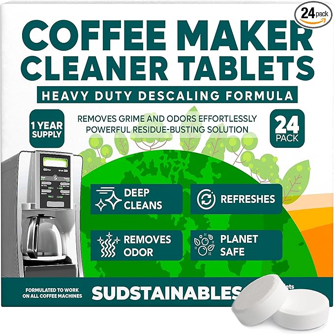 Coffee Maker Cleaner Tablets – Descaling & Cleaning Solution for Coffee Makers, Pot, Espresso Machines – Compatible with Breville, Miele, Keurig, DeLonghi, Nespresso & More – Removes Stains & Oils