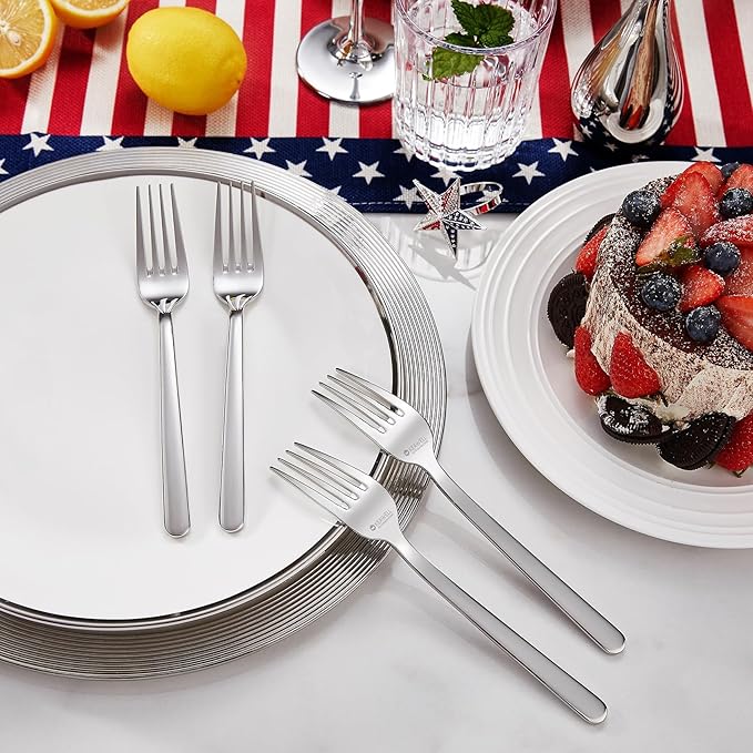 KEAWELL Premium Lucent Silverware Set, 65-Piece Mirror-Polished 18/10 Stainless Steel Flatware, Dishwasher Safe for Refined Dining and Entertaining (65, Silver)