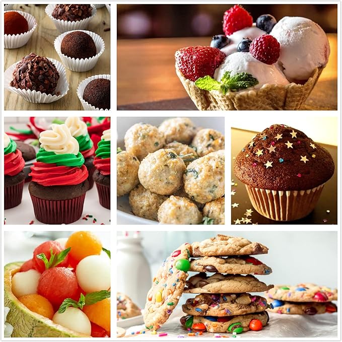 Cookie Scoop Set, 3Pcs Ice Cream Scoop, Cookie Scoops for Baking Set of 3, 18/8 Stainless Steel Cookie Scooper for Baking, Ice Cream Scooper with Trigger Release, Cookie Dough Scoop with Non-slip Grip