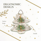 Spode Christmas Tree 2-Tiered Server, Tree-Shaped - Holiday Cupcake Stand, Dessert Display Set, Porcelain Serving Platter, 10" & 8" Plates, Dishwasher Safe Serveware for Appetizers, Desserts, Cookies
