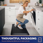 FEATOL 2 Packs Anti Fatigue Mats for Kitchen Floor – 9/10 Extra Thick Standing Cushioned Desk Mat Memory Foam, Ergonomic Floor Padded at Home, Kitchen, Office, Garage – NOT PVC (17" x 24", Black)