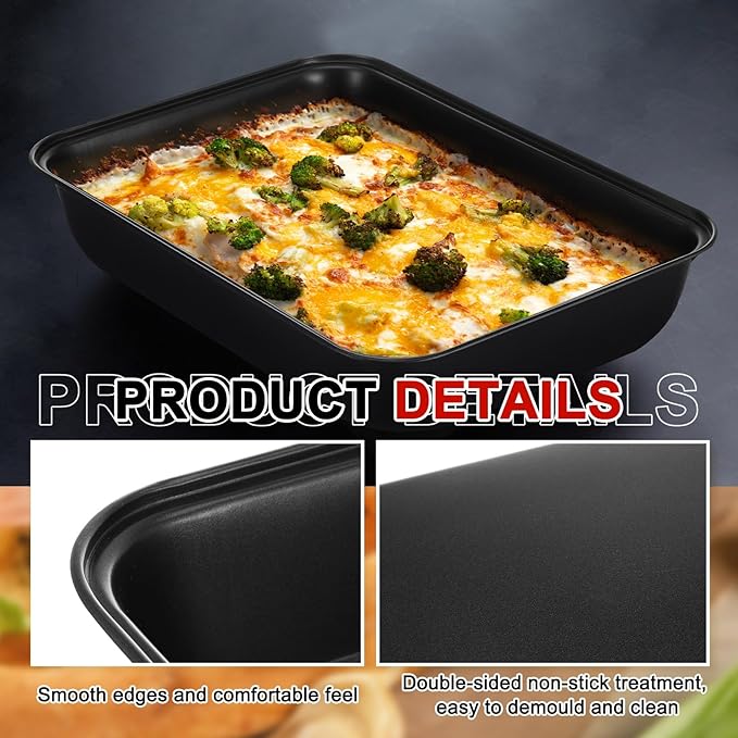 Detroit Style Pizza Pan 13.4 x 9.5 x 2.2 Inch Hard Rectangular Deep Pizza Pans Non Stick Sicilian Style Pan Dish Pre Seasoned Bakeware Kitchenware