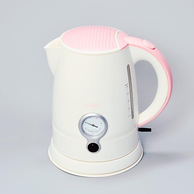 aJOY Professional Designer Series 1.7L Cordless Electric Kettle, BPA Free, 360 Degree Conceal Heating Element, Overheat Protection Control (Ivory-Pink)