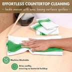 Native Fab Green Kitchen Towels 18 x 28 Inch, 4 Pack, Wide Stripe, Super Absorbent, Fast Dry, Soft, Cotton Dish Towels for Wiping Hands, Drying Dishes, Counter Cleaning Dish Cloth Set - Green