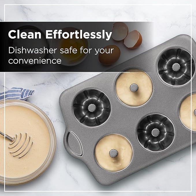 Wrenbury Nonstick Mini Buntz Cake Pan Non Stick for Baking - 6 Cup Bundtlette Fluted Cake Tin for Small Cakes - PFOA Free and Dishwasher Safe - 3.75” Cup Width