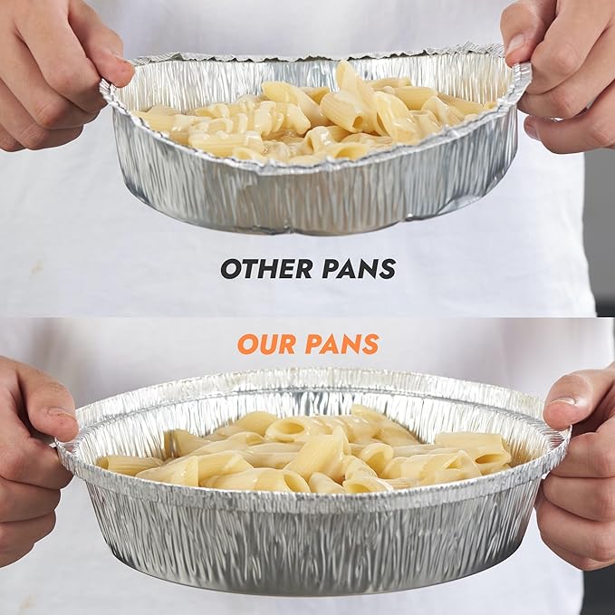 CURTA 50 Pack 9" Disposable Aluminum Foil Pans with Paper Lids | Great for Broiling, Baking, Storage, Roasting, Takeout, Air Fryer