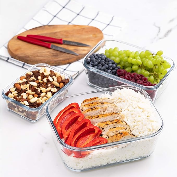 X-LARGE Glass Food Storage Containers with Lids Baking Dish Set Glass Storage Containers with Locking Lid Set 3-120 oz/70 oz/35 oz - Large Meal Prep Storing Serving Food Leakproof Ovensafe